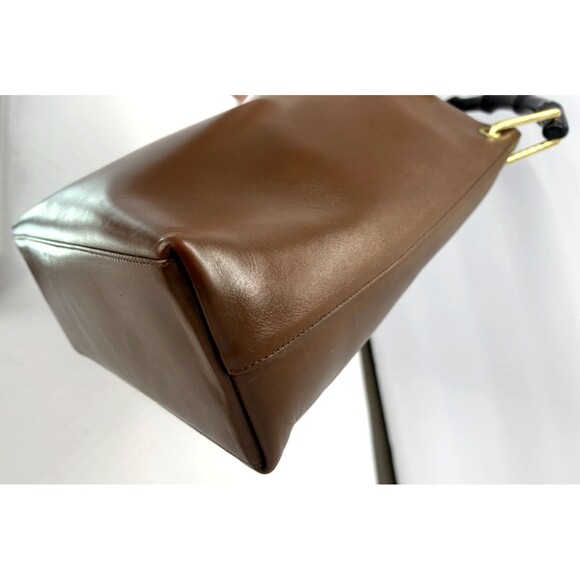 GUCCI authentic Leather Handbag W Wallet brown Bamboo handle Gold accents Italy - Picture 8 of 16